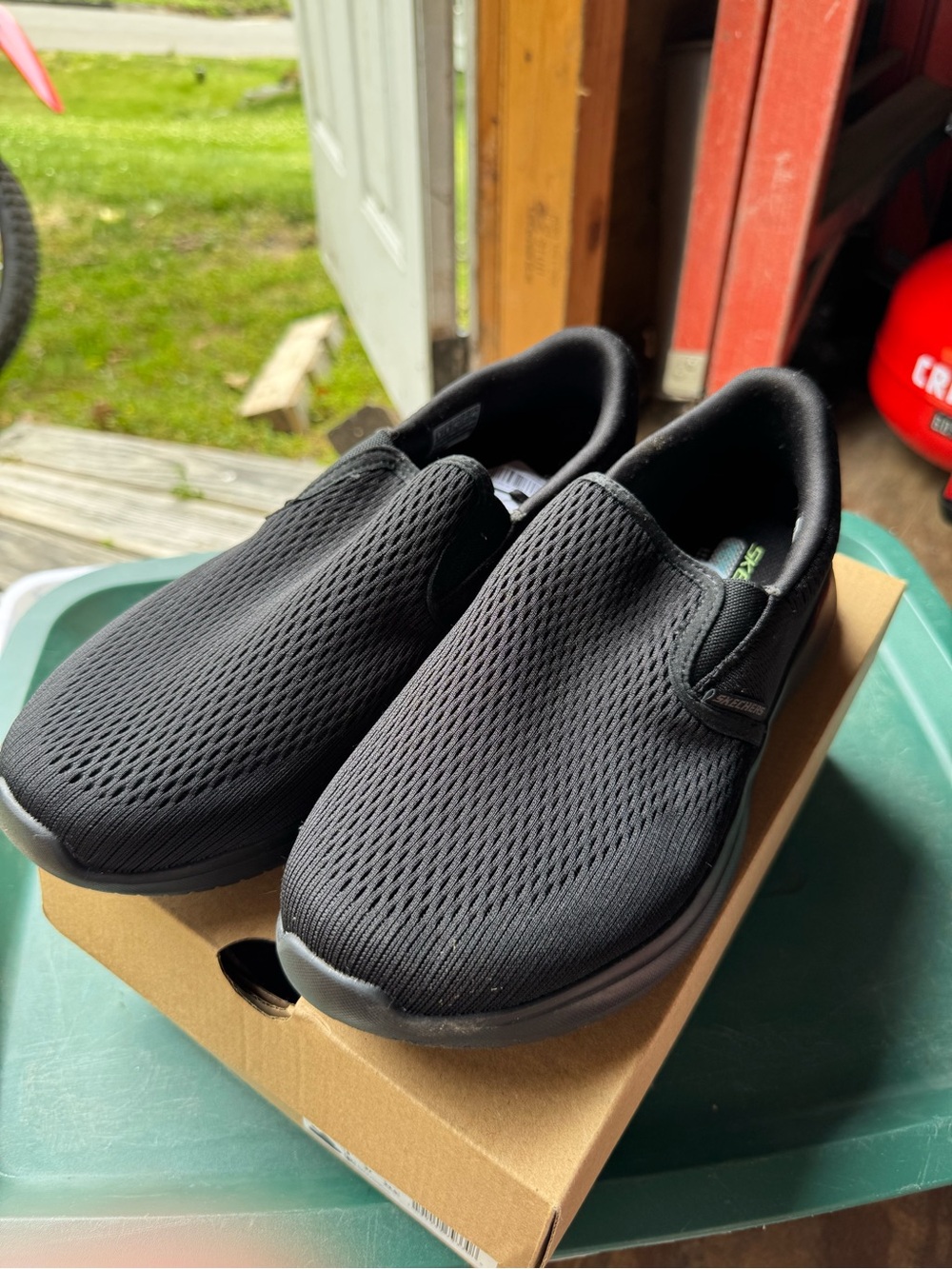 Skechers Men's Black Slip-On Mesh Comfort Loafers